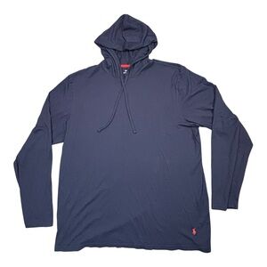 Polo Ralph Lauren Hoodie Mens L Blue Pima Lightweight Pullover Long Sleeve Shirt
